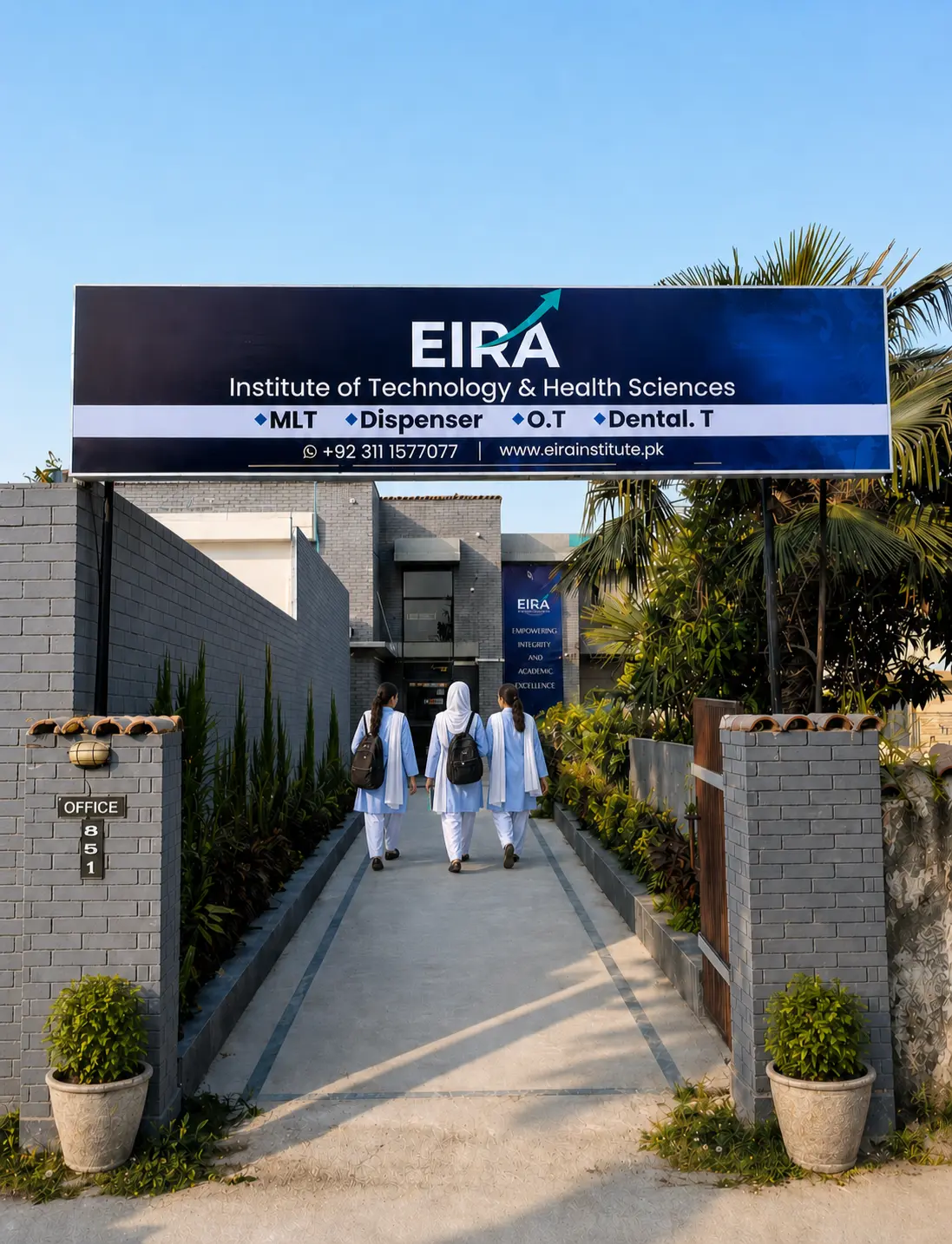Main entrance of EIRA Institute, Plot #851 on Main Peshawar Road, Rawalpindi
